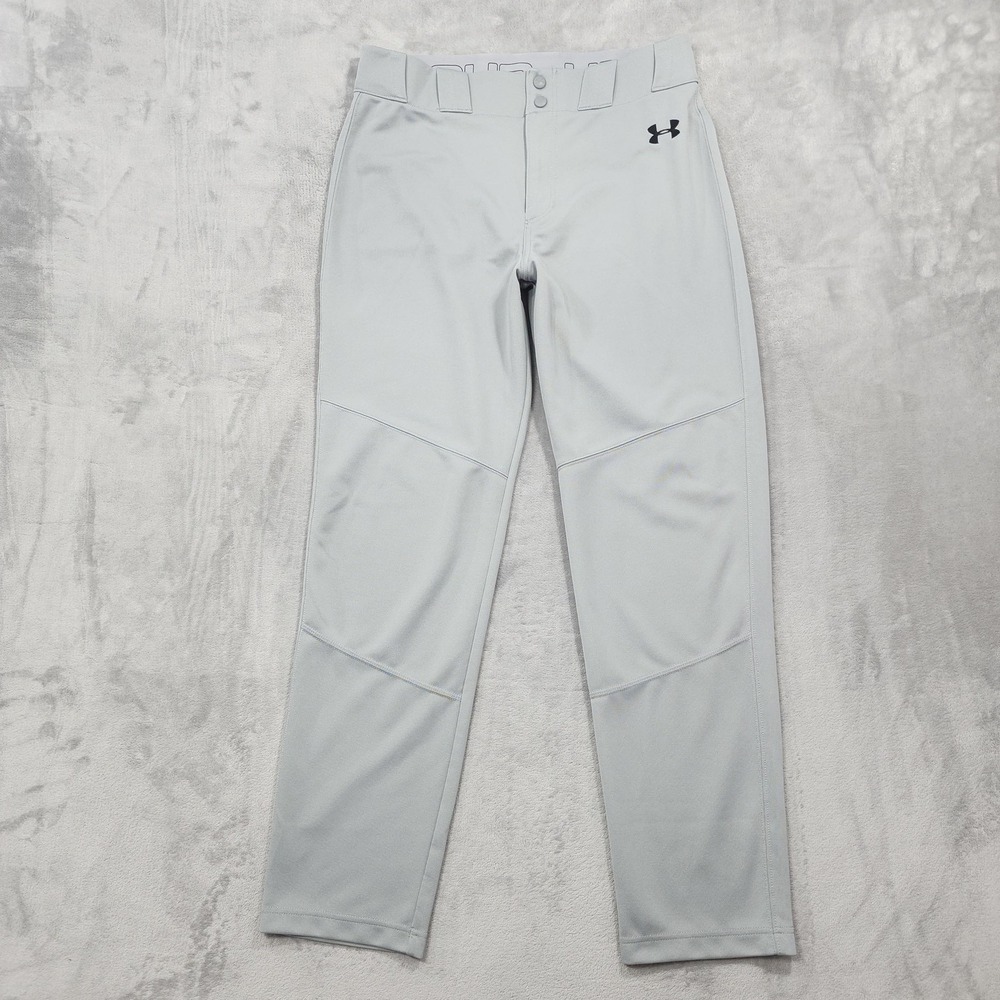 Under Armour Pants Mens L Gray Baseball Knit Straight Leg Pockets Athletic